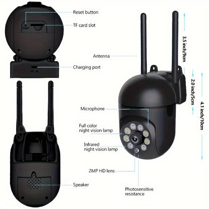 - Rangli tungi ko'rish, simsiz HD ichki/tashqi kamera, ikki tomonlama audio, simsiz xavfsizlik kamerasi, panorama/eğish/kattalashtirish WiFi smart uy xavfsizlik kamerasi, harakatni kuzatish xususiyatiga ega bir qismli kamera