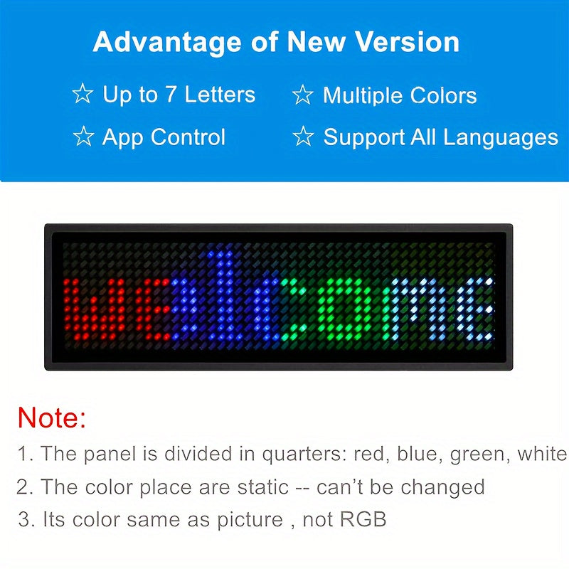 [Top Pick] Rechargeable Wireless LED Badge - 48x12 Pixel Matrix Display, App-Controlled Scrolling Text & Logos, Simple Customization for Events, Restaurants, Nightclubs - Clip & Magnet Included, Multi-Language Support, Suitable for Exhibitions, Hotels