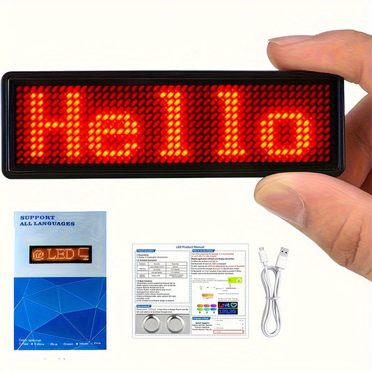 [Top Pick] Rechargeable Wireless LED Badge - 48x12 Pixel Matrix Display, App-Controlled Scrolling Text & Logos, Simple Customization for Events, Restaurants, Nightclubs - Clip & Magnet Included, Multi-Language Support, Suitable for Exhibitions, Hotels