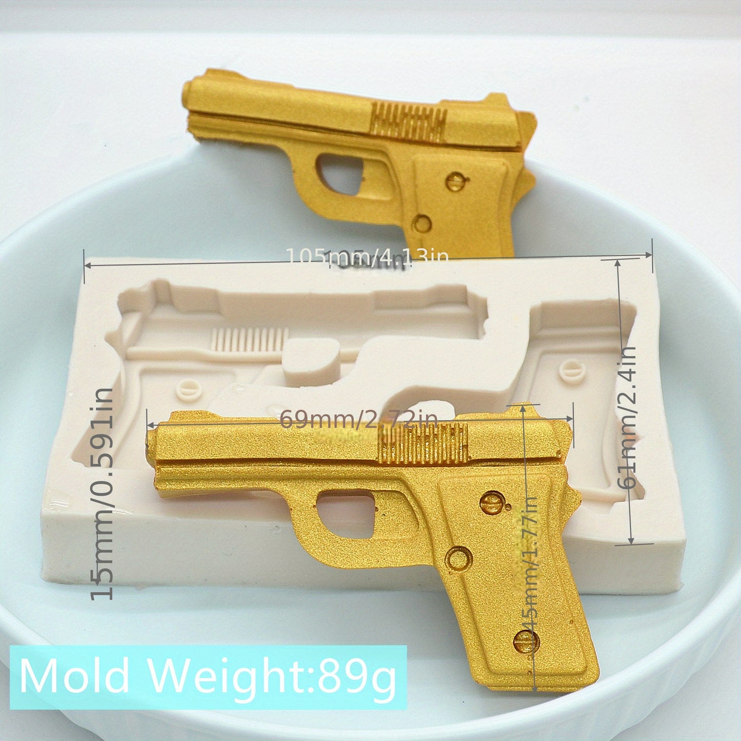 1 piece Gun Bullet Chocolate Mold, 3D Silicone Mold in the shape of a Pistol AK Rifle, ideal for making candy, fondant, and other treats. A must-have for baking enthusiasts, this tool is perfect for creating unique and fun kitchen creations.