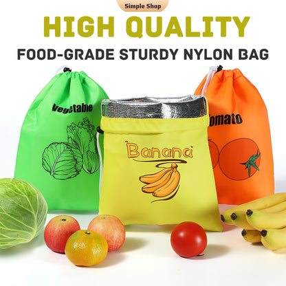 1 piece of a fresh-keeping bag with a drawstring for fruits and bananas - an ideal storage solution for vegetables, fruits, and tomatoes to keep them fresh and protected from shocks.