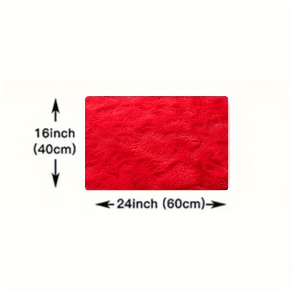 1 piece of Festive Red Living Room Area Soft Fluffy Blanket, Fluffy Non-Slip Bedroom Christmas Decoration Carpet made of Polyester, perfect for Living Room, Bedroom, and other areas of your home.