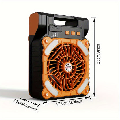 1 piece of a portable 10000mAh solar fan with LED lantern, perfect for camping, picnics, barbecues, fishing, and travel. Comes with a solar panel for outdoor charging and operates quietly on battery power.