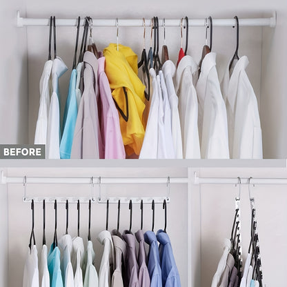 1 piece of a 6-hole metal clothes hanger, designed for durability and to help save space in your bedroom, closet, wardrobe, home, or dormitory for better organization.