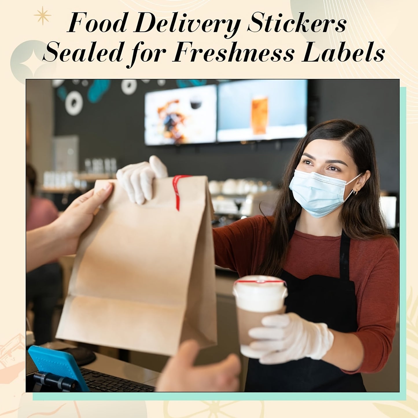 1 Pack of 100 stickers for sealing beverages, food, baked goods, and gifts. Each sticker measures 2.54*22.86cm and features security anti-tampering technology. Ideal for food delivery safety and protection. Perfect for use in restaurants, coffee shops