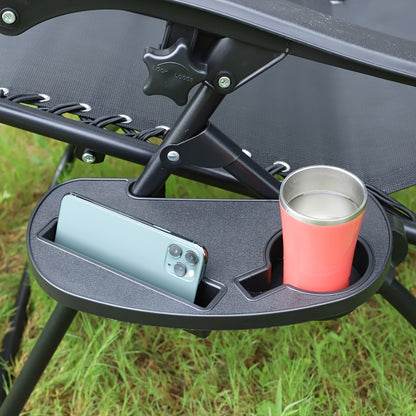 Zero Gravity Chair Arm Tray - includes Cup Holder and Phone Slot - Made of Durable Plastic, Clip-On Table for Lounge and Beach Recliners, Electricity-Free