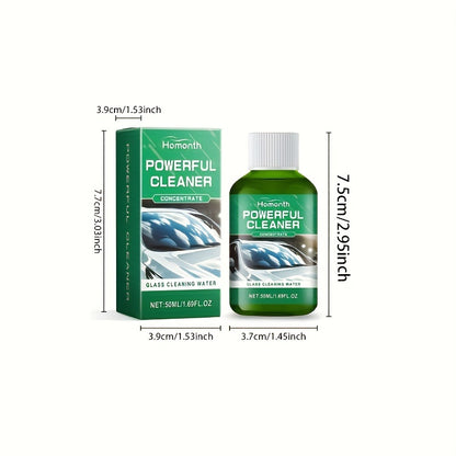 1 bottle of Homonth Powerful Glass Cleaner Concentrate, featuring a low odor citric acid formula. This liquid multipurpose cleaner is designed for glass, mirrors, and windows. It is rainproof and anti-fog, effectively removing stains and restoring