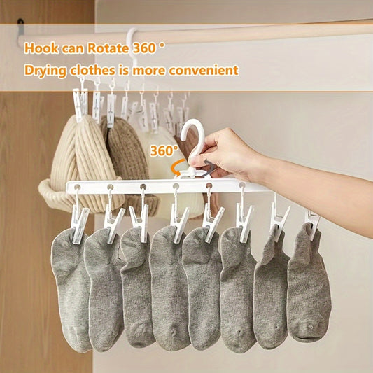 1 piece of 8 Clothespins Hanger, perfect for drying socks and underwear in student dormitories and homes.