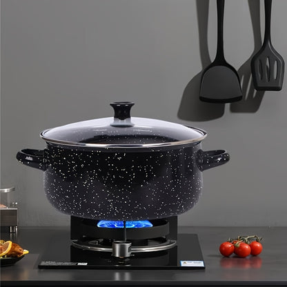 [Popular Choice] Enamel Cookware Set includes 1 versatile non-stick soup & stew pot. Easy to clean and compatible with gas stoves, making it ideal for Halloween use at home or in restaurants. This set makes a festive gift and does not require electricity