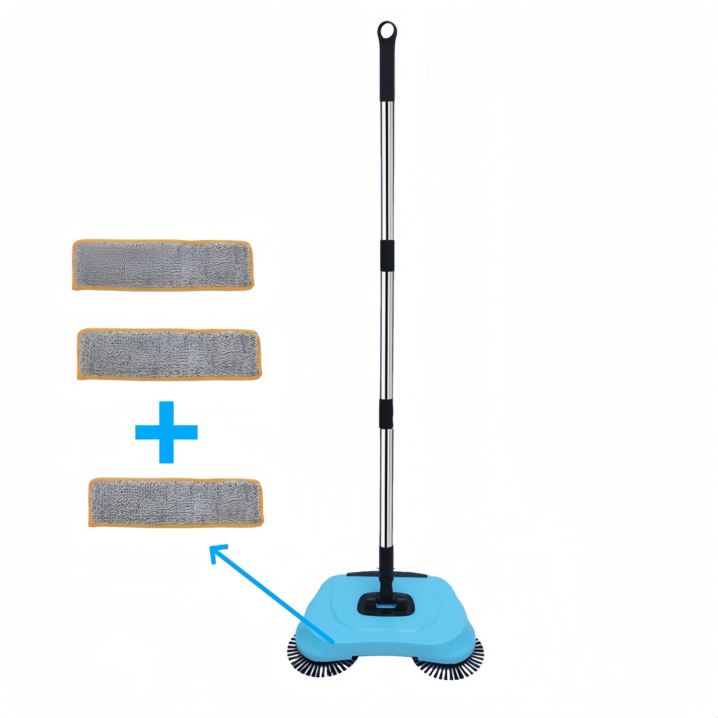 1 piece of a 3-in-1 Manual Broom Dustpan Mop Combo designed for hard floors that efficiently sweeps up pet hair and spills. This non-electric push sweeper comes with an extra cleaning cloth and is perfect for use in living rooms, bedrooms, bathrooms