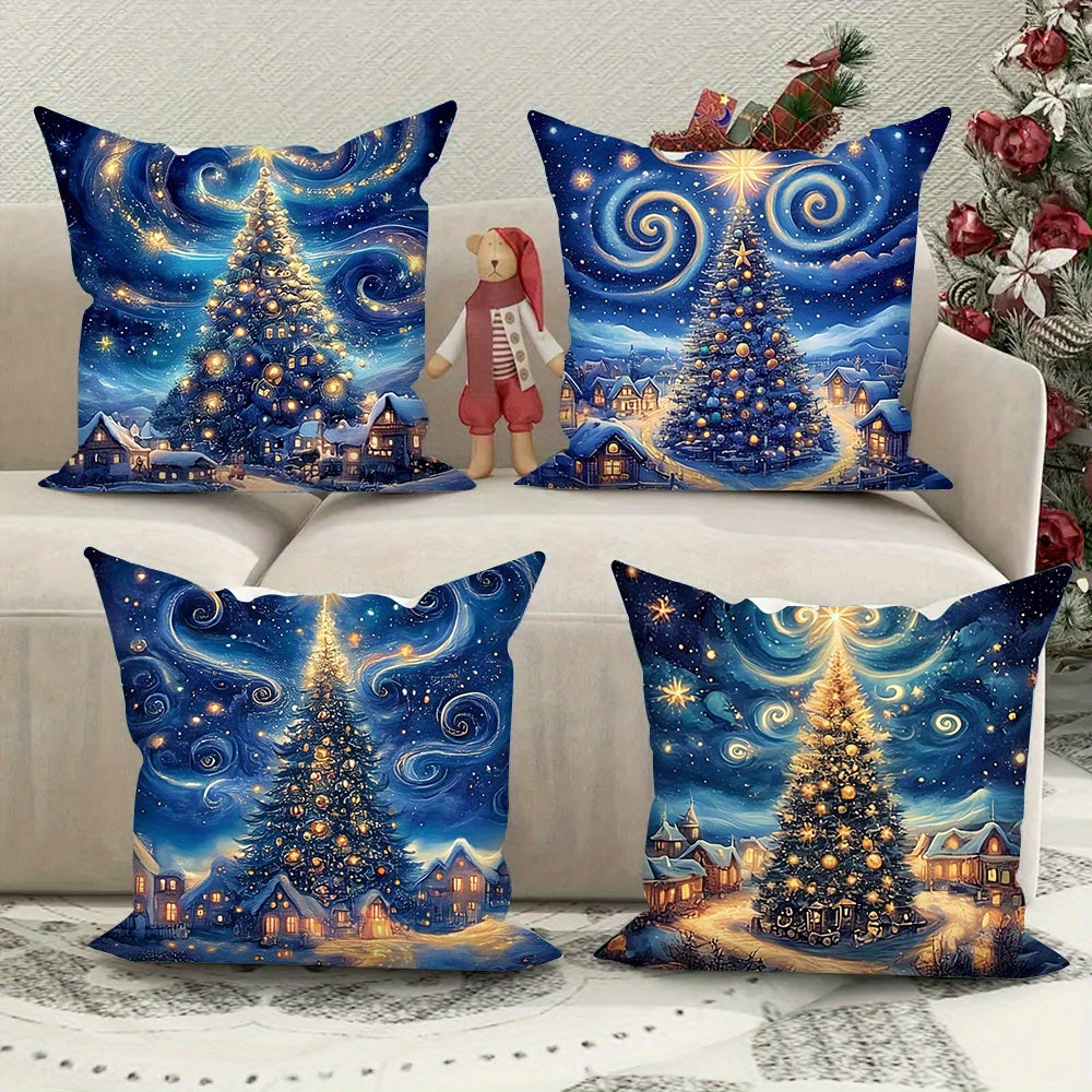 - Transform your home into a cozy winter wonderland with this 4-piece Merry Christmas Throw Pillow Cover Set 
- Each cover features a soft and comfortable material with a beautiful Night Sky Tree design
- Perfect for adding a festive touch to your living