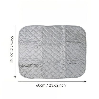 1 piece of a portable folding ironing mat with thick cotton padding, heat-resistant material, ideal for travel and dorm laundry. Non-electric tabletop pad suitable for dryers, washing machines, and all surfaces.