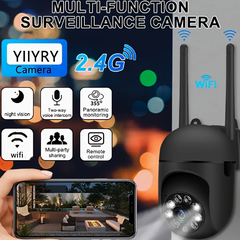 YIIYRY 1080P HD WiFi Camera featuring Infrared Night Vision, Two-Way Audio, Motion Detection, USB Power, Laptop Compatibility, Multi-Party App Sharing, and Real-Time Surveillance Smart Home Security for Ages 14 and Up.