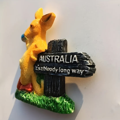 1 piece of Australian Creative Tourism Souvenir Fridge Magnets featuring a Kawaii Kangaroo design. These versatile magnets can be used on refrigerators, whiteboards or any metal surface to add a decorative touch to your office, kitchen or home. They are