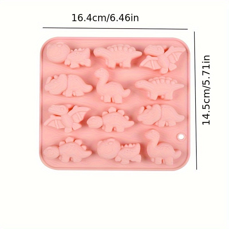 1 piece of Dinosaur Cake Mold, made from 3D Silicone and featuring 12 cavities for pudding and chocolate molding. Perfect for DIY cake decorating and a must-have baking tool in any kitchen.