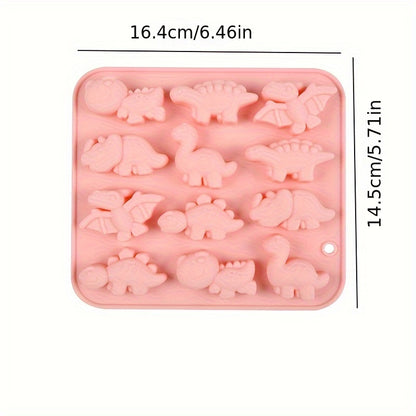 1 piece of Dinosaur Cake Mold, made from 3D Silicone and featuring 12 cavities for pudding and chocolate molding. Perfect for DIY cake decorating and a must-have baking tool in any kitchen.