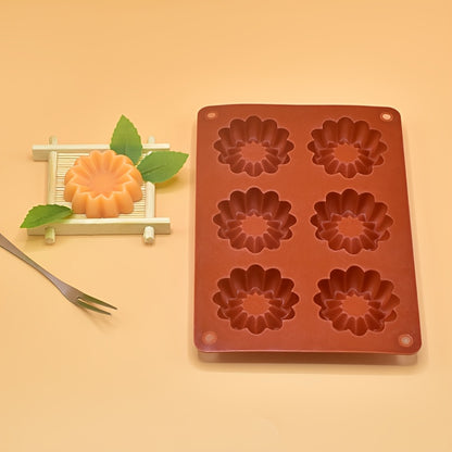 1 piece of Chocolate Mold, 3D Silicone Mold with 6 Cavities for Cookies and Cakes. This Baking Tool is a must-have Kitchen Accessory.