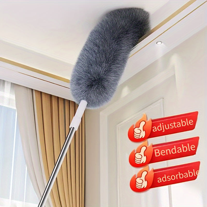 [Customer Favorite] Multi-Functional Electrostatic Duster with Adjustable Pole - Flexible, Reusable Head for Dusting Hard-to-Reach Areas, Ideal for High Ceilings, Furniture & Car Detailing, Top-Quality Cleaning Dusters