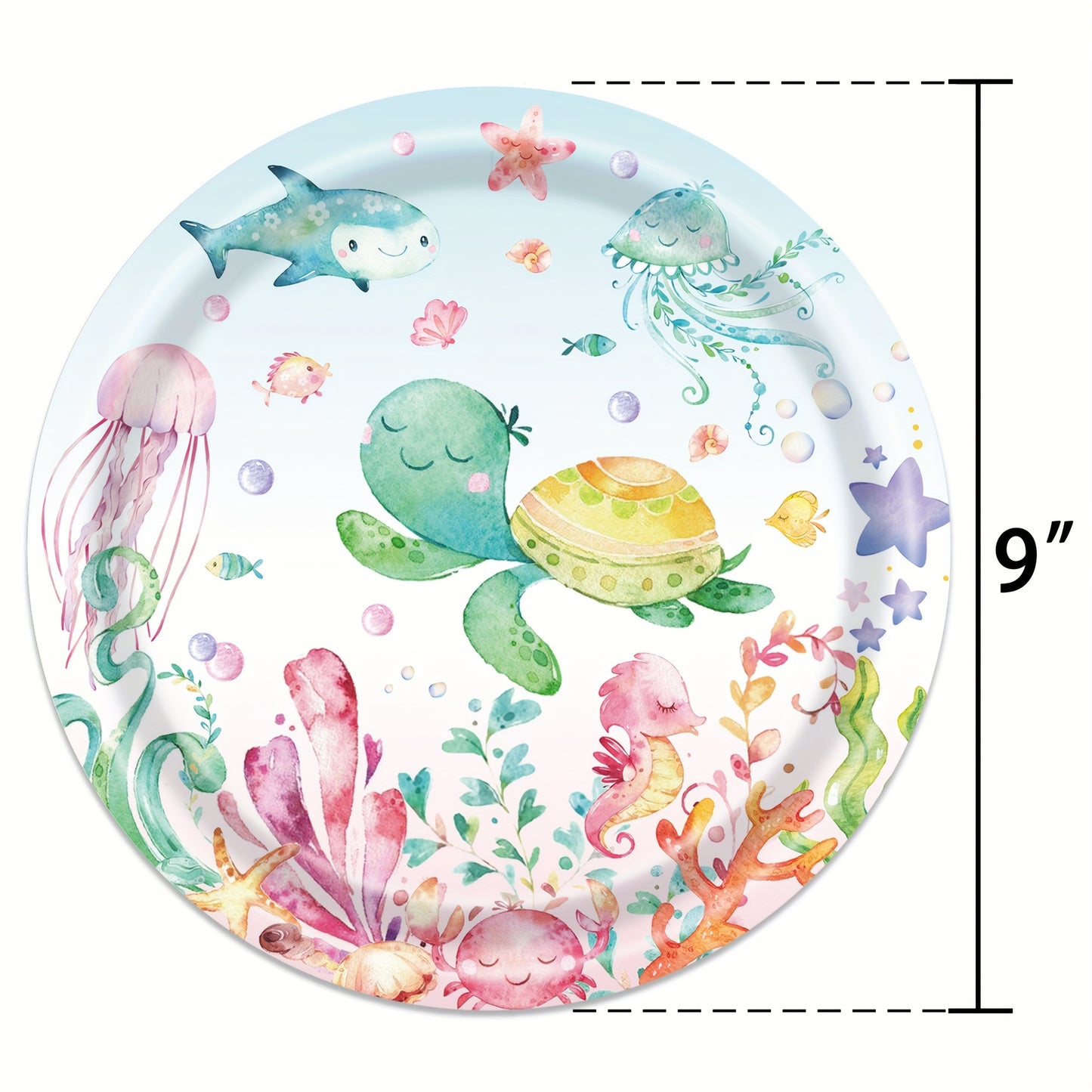 Celebrate with an "Under the Sea" Birthday Party Set - Includes 80 Ocean Theme Disposable Paper Plates, Cups, and Napkins featuring Vibrant Marine Animals - Ideal for Kids' Birthdays and Themed Parties, complete with Under The Sea Party Decorations.