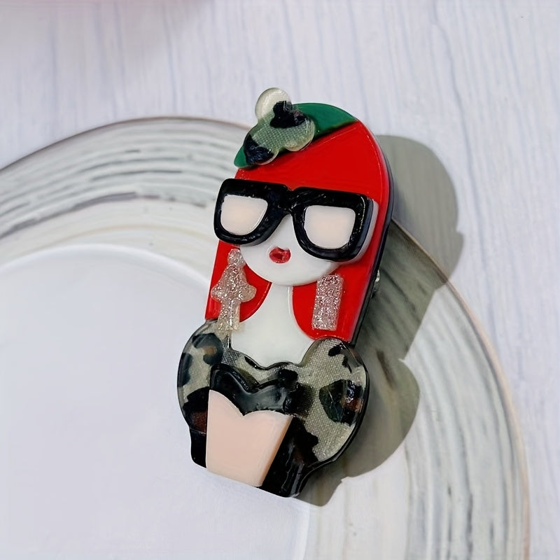 [Adorable Cartoon Glasses Brooch Pin] This cute brooch features a cartoon glasses design with leopard print, made from acrylic in an irregular shape. It's a stylish accessory that adds a touch of retro flair to your outfit, perfect for decorating scarves.