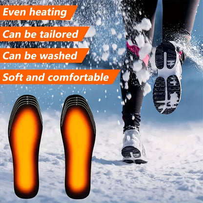 1 Pair of Electric Heating Insoles - Unisex, Washable, USB Rechargeable Shoe Inserts with Carbon Fiber Heating Element, EVA Thermal Sole for Men and Women, Adjustable Size, Durable Plastic and Non-Woven Fabric Material