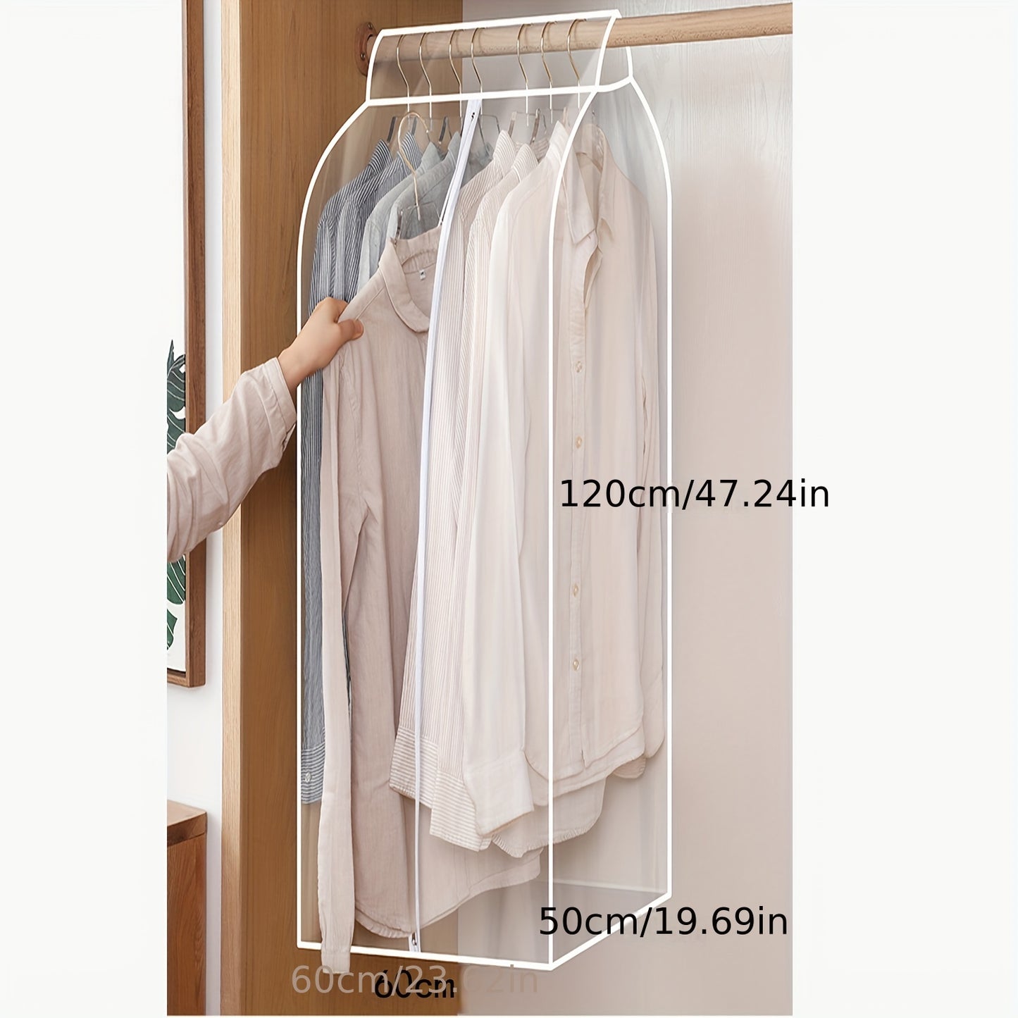 1 piece of a clear hanging garment bag for organizing your closet. This bottom-closed garment rack cover is extra large and seals off your wardrobe clothes, protecting coats, suits, dresses, and more. Perfect for dorm rooms and bedroom wardrobes, this