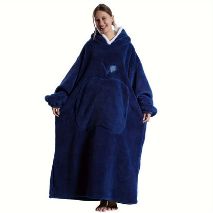 [Reliable] Super-Soft Oversized Hoodie Blanket - Extra-Long Wearable Sweatshirt with Large Pockets for Men and Women, Cozy Red Color