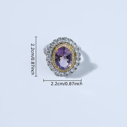 1 piece of elegant oval purple gemstone set in 925 sterling silver, perfect for an anniversary ring for women. This glittering royal fashion jewelry is ideal for weddings, engagements, and parties. A stunning Valentine's Day gift that can be worn all