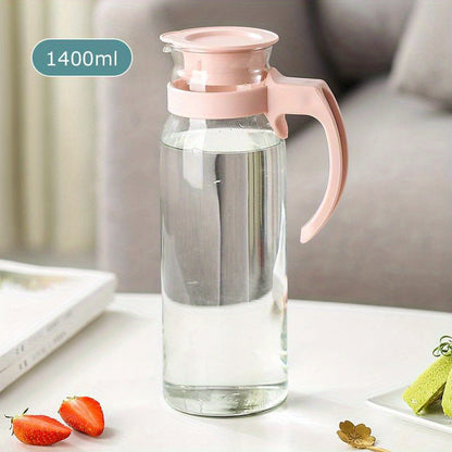 [Best-Selling] Stylish Large Glass Water Jug with Handle - Available in 800/1100/1400ml, Perfect for Cold Drinks, High-Temperature Resistant for Home Use and Kitchen Storage|Unique Handle Design|Made with Durable Borosilicate Glass