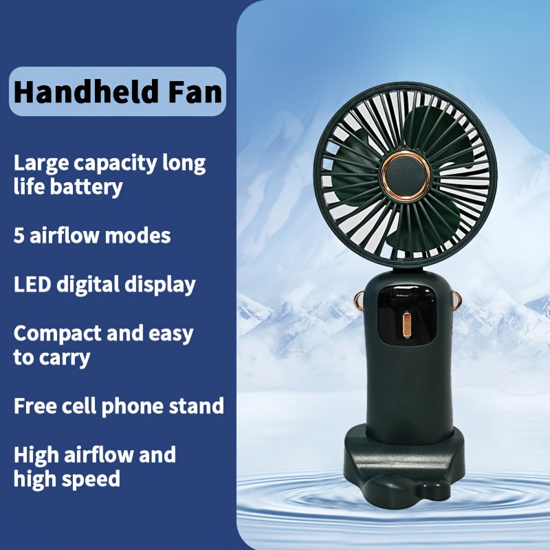 [1 Piece Portable Folding Mini Fan] Stay cool wherever you go with the JKUOO Portable Folding Mini Fan. This USB rechargeable fan features an LED display, quiet operation, and durable plastic construction. With button control and a lithium battery, it's