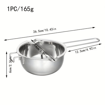 1 piece of a double boiler pot, used for melting chocolate and butter, as well as heating oil and melting wax. Can be used as a kitchen utensil, gadget, or accessory.