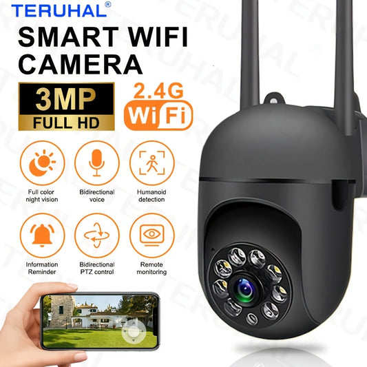 - One-piece Camera featuring Color Night Vision, Wireless HD Indoor/Outdoor Camera, Two-Way Audio, Wireless Safety Camera, Pan/Tilt/Zoom WiFi Smart Home Security Camera, Motion Tracking