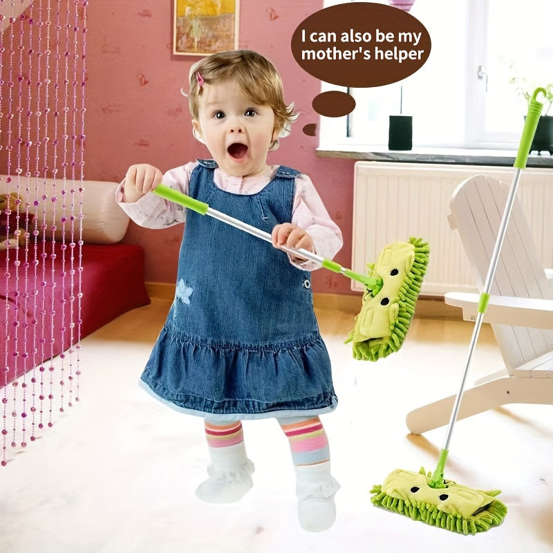 1 piece of a cute cartoon mop, perfect for small cleaning tasks. This mini mop doubles as a fun toy for floor mopping, making cleaning a more enjoyable task. It is portable and can be used for both wet and dry cleaning, ideal for home, school, or any