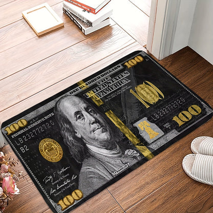 1 piece of a Black Figure & Money Anti Fatigue Polyester Mat, a Soft Cozy $100 Rug for Entryway, Bedroom, Living Room, Reading Room, Laundry Room, or Hallway Carpet.