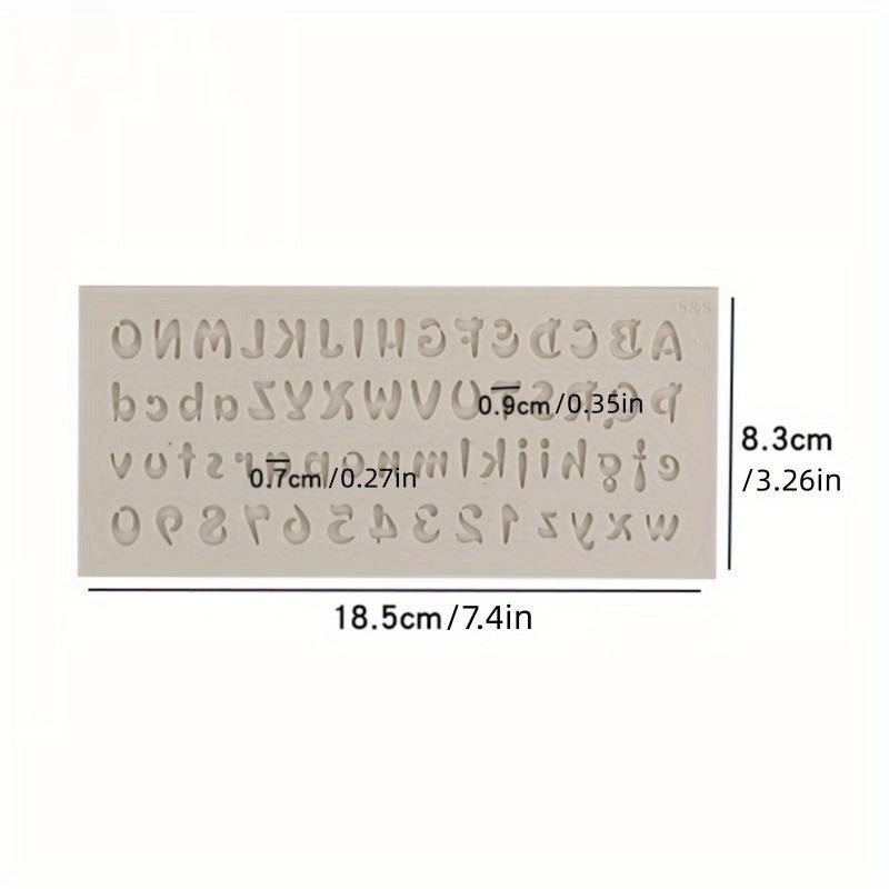 1 piece of Alphanumeric Chocolate Mold, made of 3D Silicone. This mold features Cartoon English Alphabet and Numbers, perfect for creating candy, fondant, or baked goods. It's a versatile baking tool and a must-have kitchen gadget for any kitchen