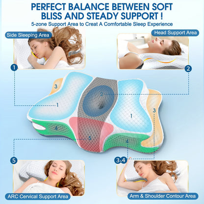 - Orthopedic Ergonomic Pillow with 1pc Cervical Pillow for Neck and Shoulder Support
- Designed with Ear Piercing Design Memory Foam for Comfort
- Ideal for Contour Bed Side, Back, and Stomach Sleepers