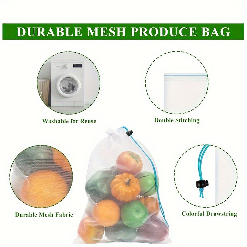 - Set of 10 Reusable Mesh Produce Bags for Fruits and Vegetables, Washable and See-Through
- Premium Quality Toy Storage Bags with Drawstring, Ideal for Fridge Storage and Organizing Toys