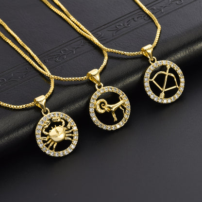 1 piece of 12 Constellations pendant, made of 18K gold-plated material. Featuring the twelve zodiac shapes in golden jewelry, this fashionable pendant necklace is perfect for men. An excellent choice for gifts, especially for Father's Day.