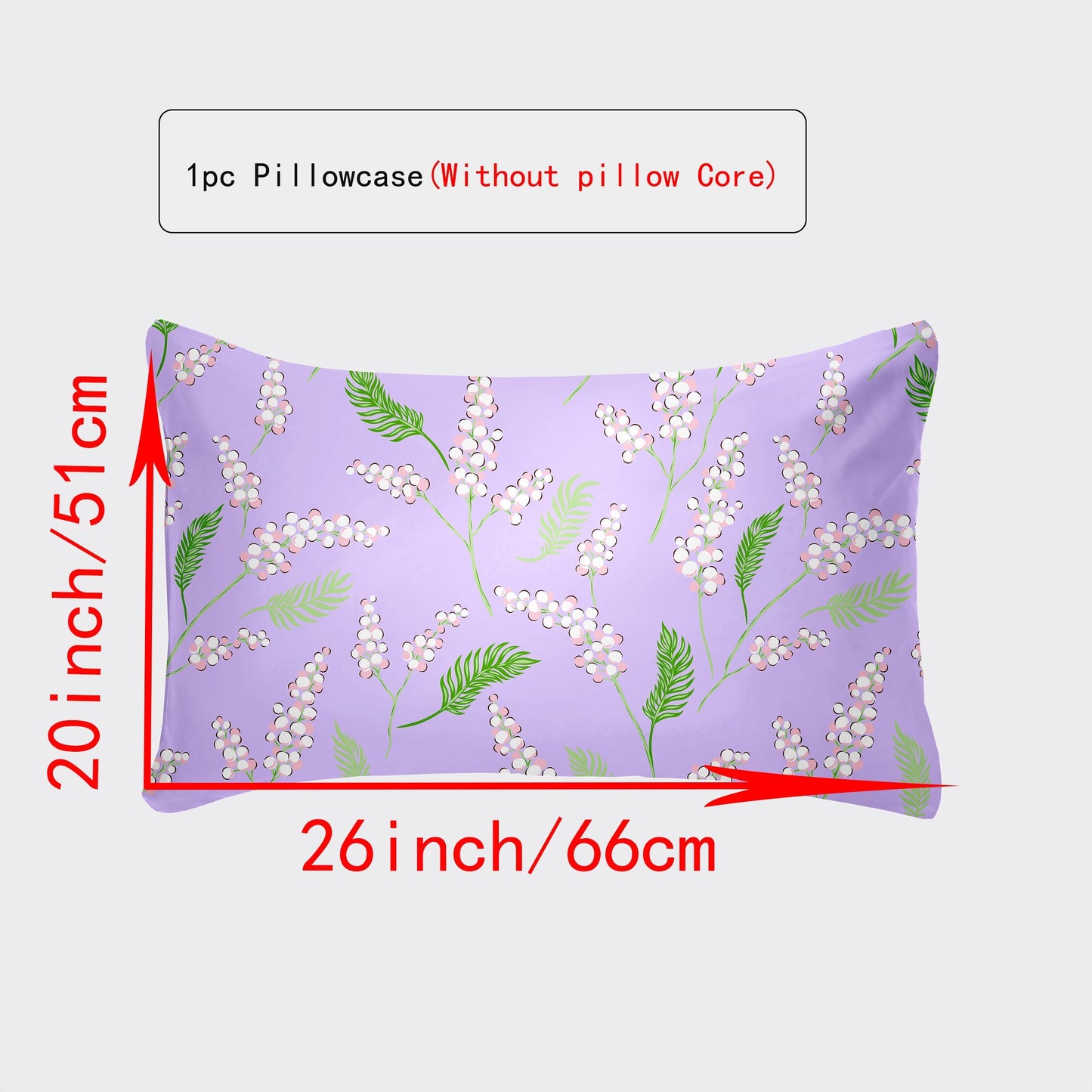 [Top Pick] Luxuriously Soft & Breathable Pillowcase - Featuring Envelope Closure and Multiple Size Options (30x50, 51x66, 50x75) - Stylish Floral & Botanical Patterns in White, Silver, Red, Purple, Grey, Pink, Lucky Clover, Maple Leaf, and Green Plants -