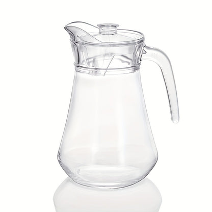 1 or 2 pieces of plastic pitcher with a lid, made of heat-resistant plastic for easy cleaning. This pitcher comes with a handle, suitable for both hot and cold beverages such as water, cold brew, iced tea, and juice. It can be used as a living room