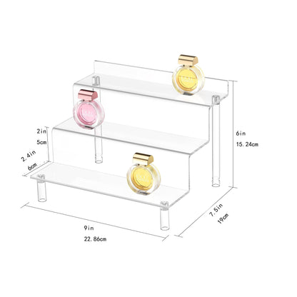 1 piece of Acrylic Transparent Storage Rack featuring a 4-Tier design ideal for organizing perfumes, cupcakes, toys, makeup tools, spice jars, and other home kitchen accessories.