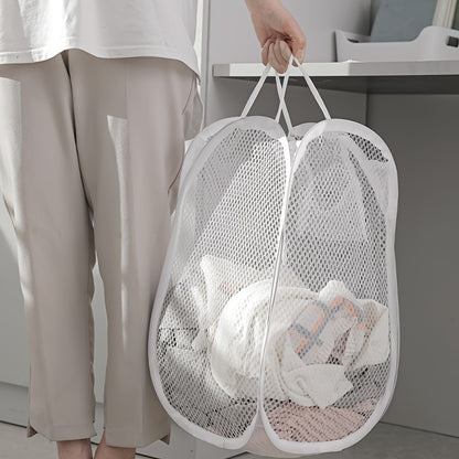 - Round, High-Capacity Mesh Laundry Hamper with Handles - Collapsible Design, Ideal for Storing Dirty Clothes & More - Made of Durable Polyester Fiber