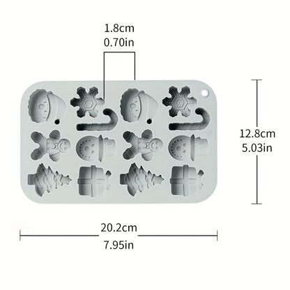 1 piece of a Christmas Chocolate Mold, 3D Silicone Mold with 14 cavities for cakes and puddings. Includes baking tools, kitchen gadgets, and accessories.