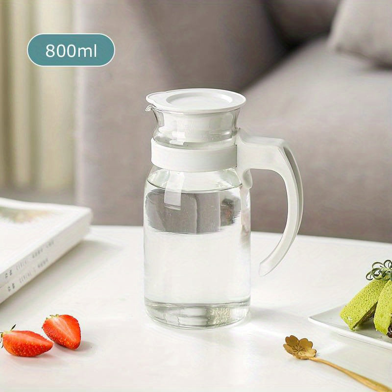 [Best-Selling] Stylish Large Glass Water Jug with Handle - Available in 800/1100/1400ml, Perfect for Cold Drinks, High-Temperature Resistant for Home Use and Kitchen Storage|Unique Handle Design|Made with Durable Borosilicate Glass