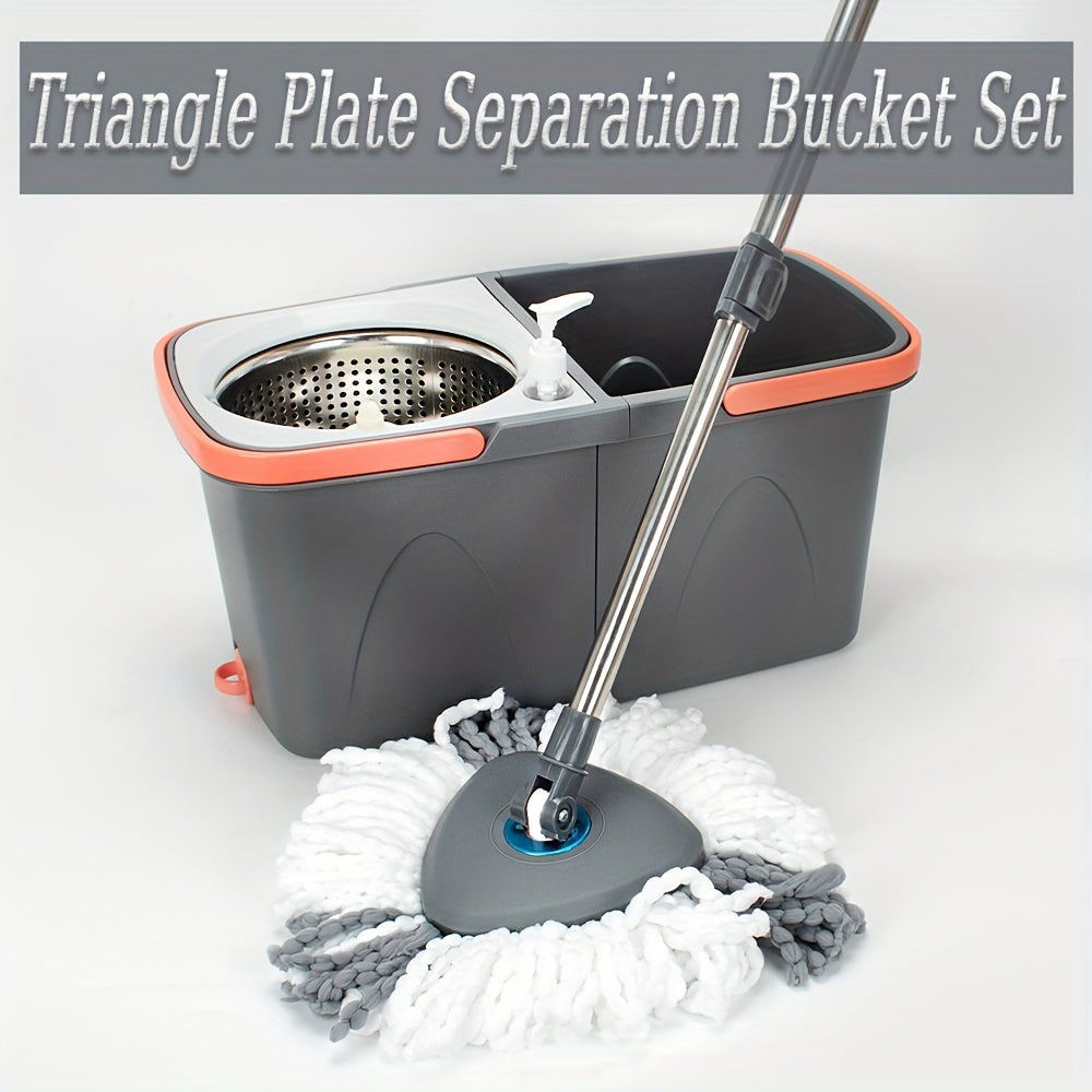 "Complete Set for Household Cleaning: Includes a Triangle Plate Separation Bucket and a Square Separation Bucket with Ultra-fine Fiber Replacement Cloths. Ideal for cleaning living rooms, kitchens, bathrooms, and floors. Can be used for both dry and wet