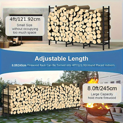 1 piece of an adjustable heavy-duty firewood rack designed for both indoor fireplace and outdoor wood storage, perfect for organizing your household gadgets.