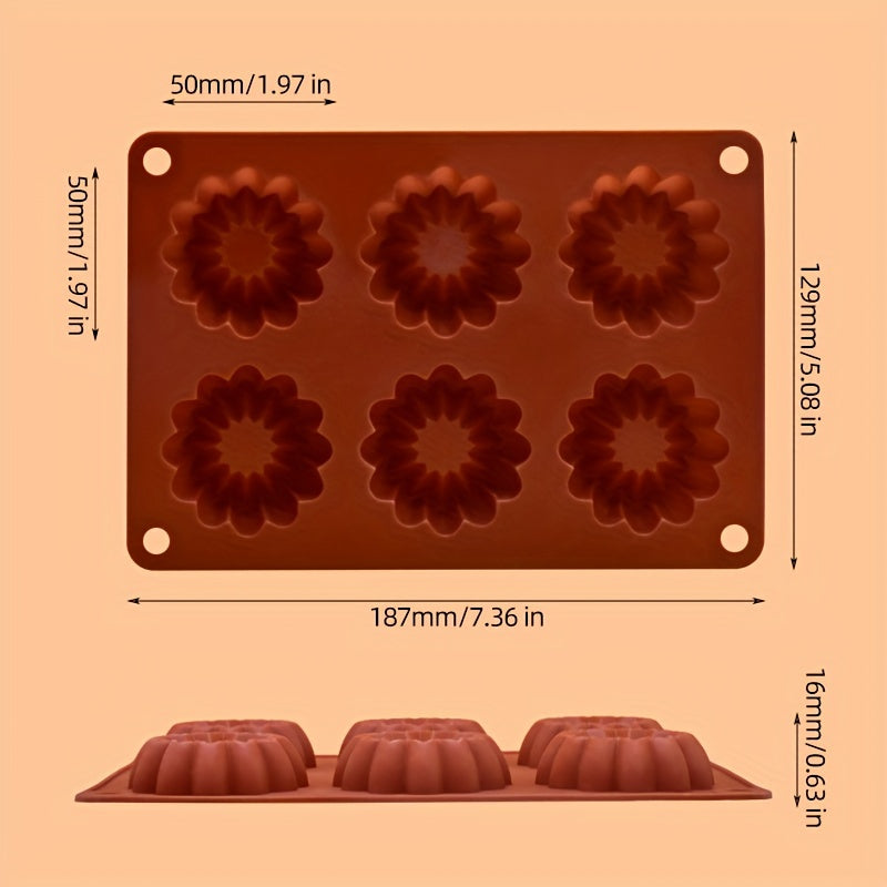 1 piece of Chocolate Mold, 3D Silicone Mold with 6 Cavities for Cookies and Cakes. This Baking Tool is a must-have Kitchen Accessory.