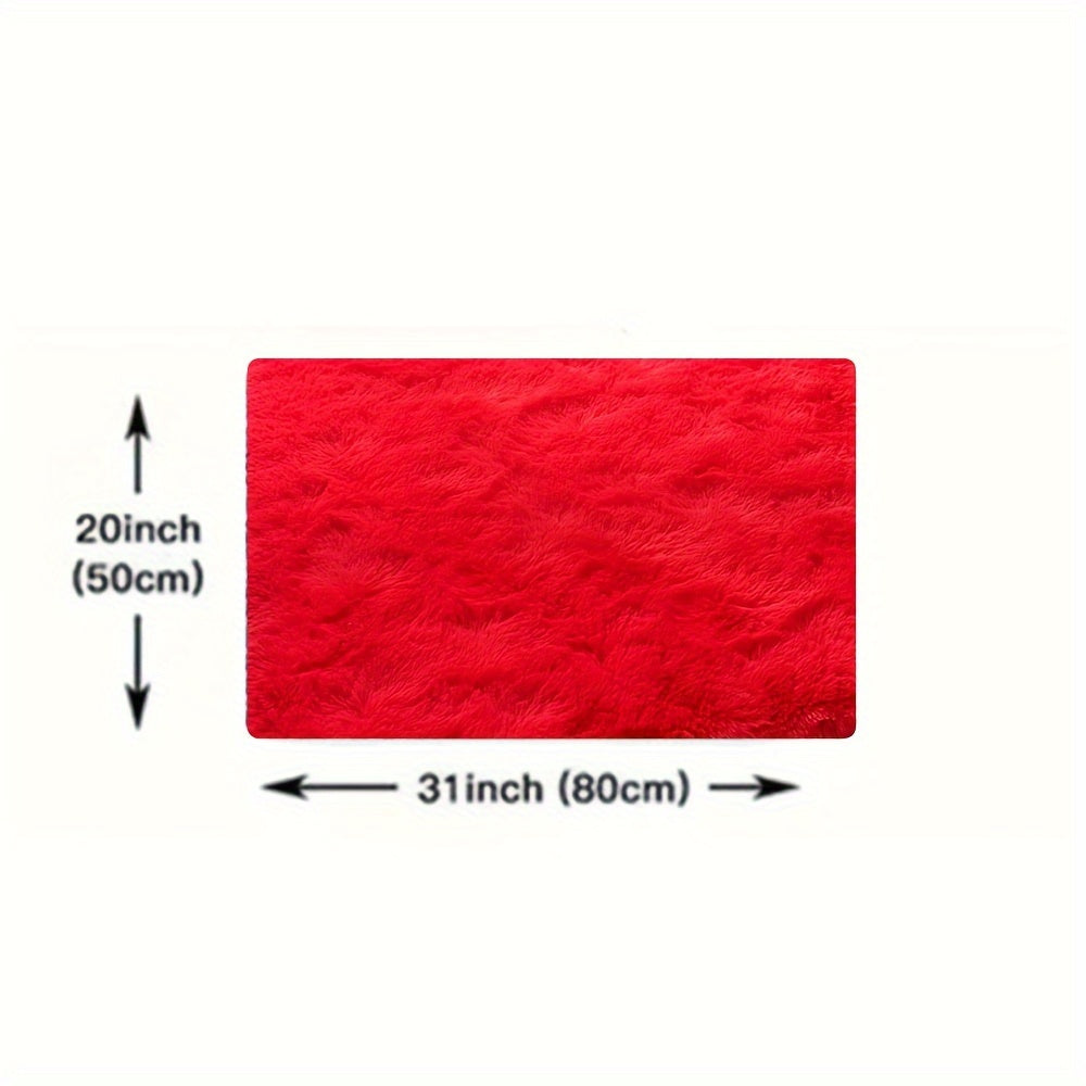 1 piece of Festive Red Living Room Area Soft Fluffy Blanket, Fluffy Non-Slip Bedroom Christmas Decoration Carpet made of Polyester, perfect for Living Room, Bedroom, and other areas of your home.