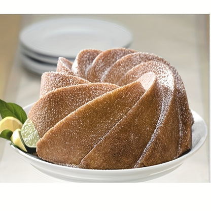 1 piece of Bunte Cake Pan (24.13cm) made of silicone for gelatinas, cakes, and breads. The nonstick pan features a spiral design, perfect for birthday parties.