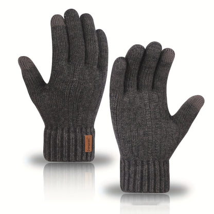 [Highly Rated] Touchscreen Gloves made from Alpaca Fleece - Keeps you warm and stylish with its ribbed knit design and faux leather patch. Perfect for winter as they are cold-resistant. Great for use in the office, while traveling, cycling, and attending